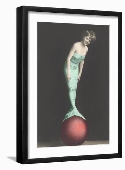 Mermaid Balanced on Ball-null-Framed Art Print