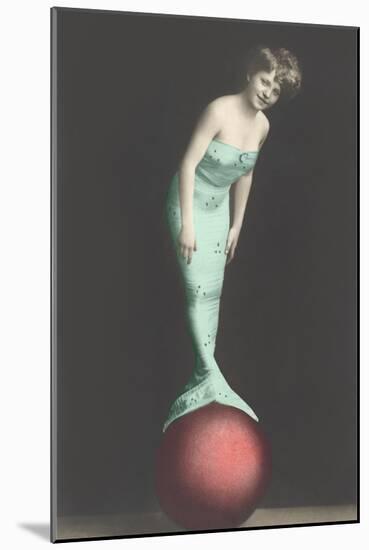 Mermaid Balanced on Ball-null-Mounted Art Print