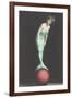 Mermaid Balanced on Ball-null-Framed Art Print