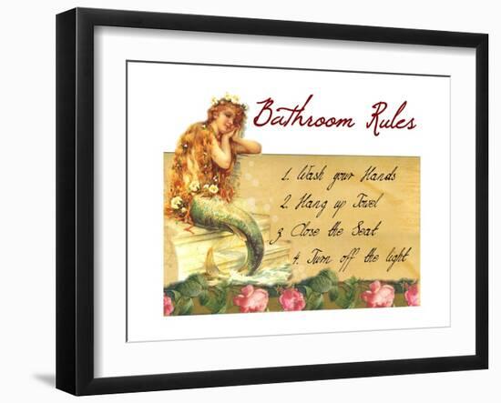 Mermaid Bathroom Rules-sylvia pimental-Framed Art Print