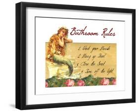 Mermaid Bathroom Rules-sylvia pimental-Framed Art Print
