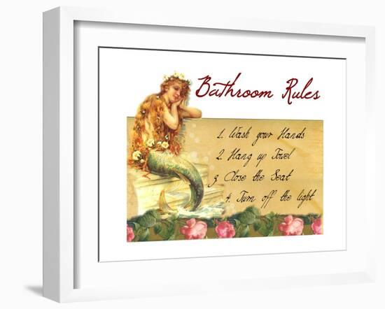 Mermaid Bathroom Rules-sylvia pimental-Framed Art Print