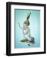 Mermaid Beautiful Magic Underwater Mythology Being Original Photo Compilation-khorzhevska-Framed Art Print