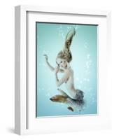 Mermaid Beautiful Magic Underwater Mythology Being Original Photo Compilation-khorzhevska-Framed Art Print