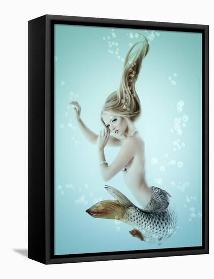 Mermaid Beautiful Magic Underwater Mythology Being Original Photo Compilation-khorzhevska-Framed Stretched Canvas