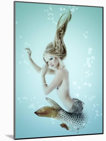 Mermaid Beautiful Magic Underwater Mythology Being Original Photo Compilation-khorzhevska-Mounted Art Print