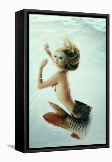 Mermaid Beautiful Magic Underwater Mythology Being Original Photo Compilation-khorzhevska-Framed Stretched Canvas