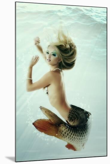 Mermaid Beautiful Magic Underwater Mythology Being Original Photo Compilation-khorzhevska-Mounted Art Print