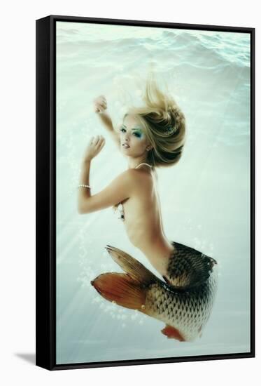 Mermaid Beautiful Magic Underwater Mythology Being Original Photo Compilation-khorzhevska-Framed Stretched Canvas