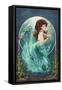 Mermaid (Blue Tail)-Lantern Press-Framed Stretched Canvas