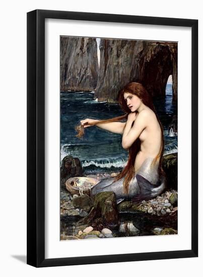 Mermaid Braiding Hair-null-Framed Art Print