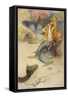 Mermaid Combing Her Hair-Warwick Goble-Framed Stretched Canvas