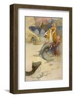 Mermaid Combing Her Hair-Warwick Goble-Framed Photographic Print