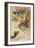 Mermaid Combing Her Hair-Warwick Goble-Framed Photographic Print