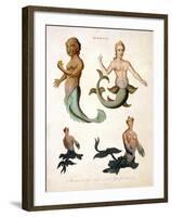 Mermaid, from Encyclopaedia Londinensis, 1817-J. Pass-Framed Giclee Print