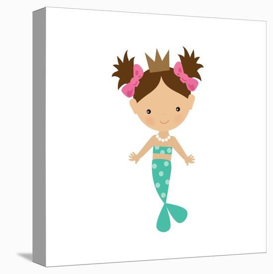 Mermaid,Girl,Cute,Funny,Vector,Cartoon,Illustration-Svetlana Peskin-Stretched Canvas