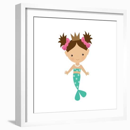 Mermaid,Girl,Cute,Funny,Vector,Cartoon,Illustration-Svetlana Peskin-Framed Art Print