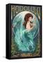 Mermaid - Honolulu, Hawaii-Lantern Press-Framed Stretched Canvas