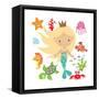 Mermaid Illustration-Svetlana Peskin-Framed Stretched Canvas