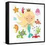 Mermaid Illustration-Svetlana Peskin-Framed Stretched Canvas