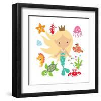 Mermaid Illustration-Svetlana Peskin-Framed Art Print