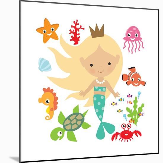 Mermaid Illustration-Svetlana Peskin-Mounted Art Print