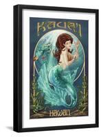 Mermaid - Kaua'i, Hawai'i-Lantern Press-Framed Art Print