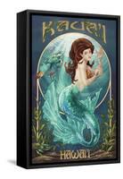 Mermaid - Kaua'i, Hawai'i-Lantern Press-Framed Stretched Canvas