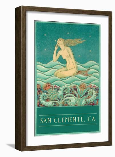 Mermaid Listening to Stars, San Clemente, California-null-Framed Art Print