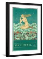 Mermaid Listening to Stars, San Clemente, California-null-Framed Art Print