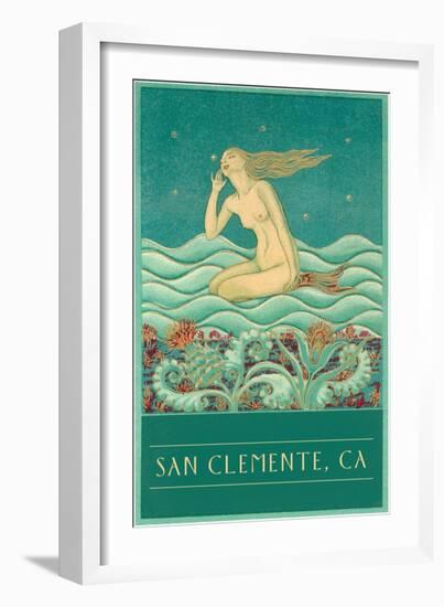 Mermaid Listening to Stars, San Clemente, California-null-Framed Art Print