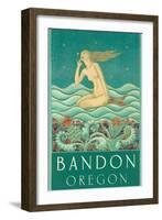 Mermaid Listening to Surf, Bandon, Oregon-null-Framed Art Print