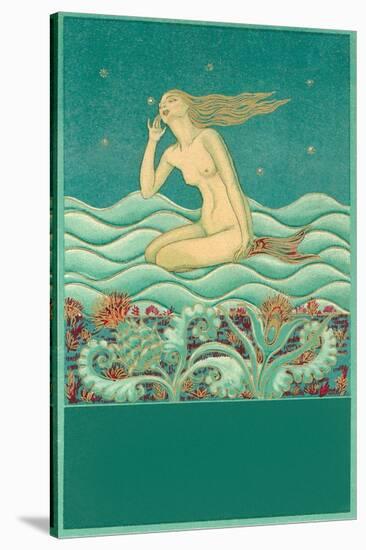 Mermaid Listening to the Ocean-null-Stretched Canvas