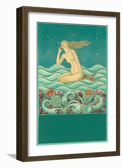 Mermaid Listening to the Ocean-null-Framed Art Print