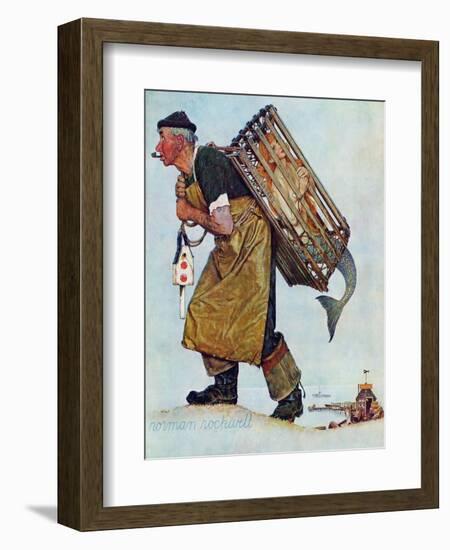 "Mermaid" or "Lobsterman", August 20,1955-Norman Rockwell-Framed Giclee Print