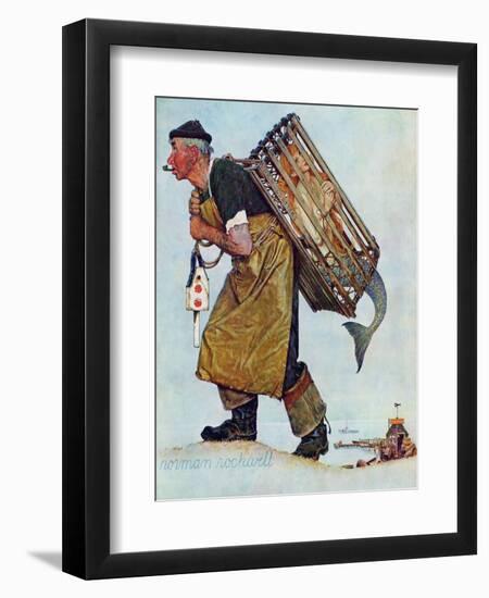 "Mermaid" or "Lobsterman", August 20,1955-Norman Rockwell-Framed Giclee Print