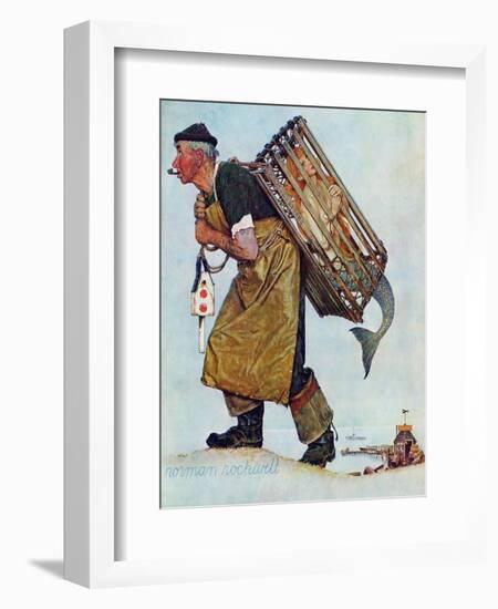 "Mermaid" or "Lobsterman", August 20,1955-Norman Rockwell-Framed Giclee Print