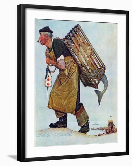 "Mermaid" or "Lobsterman", August 20,1955-Norman Rockwell-Framed Giclee Print