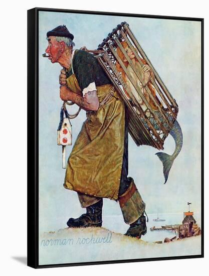 "Mermaid" or "Lobsterman", August 20,1955-Norman Rockwell-Framed Stretched Canvas