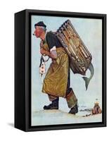 "Mermaid" or "Lobsterman", August 20,1955-Norman Rockwell-Framed Stretched Canvas