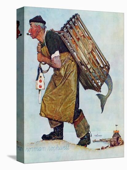 "Mermaid" or "Lobsterman", August 20,1955-Norman Rockwell-Stretched Canvas