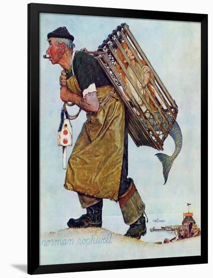 "Mermaid" or "Lobsterman", August 20,1955-Norman Rockwell-Framed Giclee Print