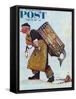 "Mermaid" or "Lobsterman" Saturday Evening Post Cover, August 20,1955-Norman Rockwell-Framed Stretched Canvas