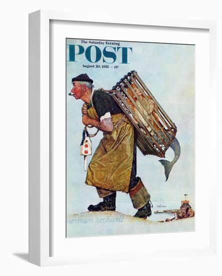 "Mermaid" or "Lobsterman" Saturday Evening Post Cover, August 20,1955-Norman Rockwell-Framed Giclee Print