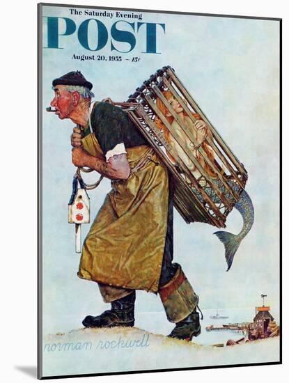 "Mermaid" or "Lobsterman" Saturday Evening Post Cover, August 20,1955-Norman Rockwell-Mounted Giclee Print