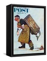 "Mermaid" or "Lobsterman" Saturday Evening Post Cover, August 20,1955-Norman Rockwell-Framed Stretched Canvas