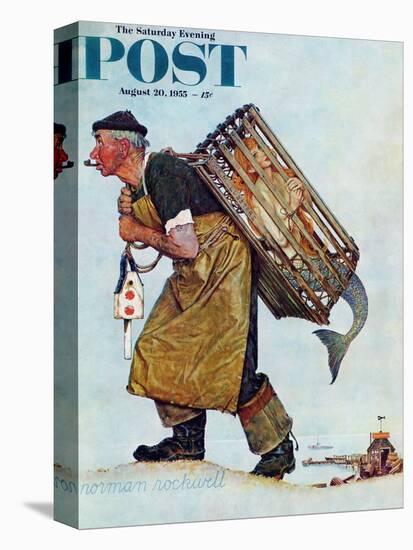 "Mermaid" or "Lobsterman" Saturday Evening Post Cover, August 20,1955-Norman Rockwell-Stretched Canvas