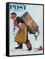 "Mermaid" or "Lobsterman" Saturday Evening Post Cover, August 20,1955-Norman Rockwell-Framed Stretched Canvas