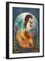 Mermaid (Orange Tail)-Lantern Press-Framed Art Print