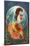 Mermaid (Orange Tail)-Lantern Press-Mounted Art Print